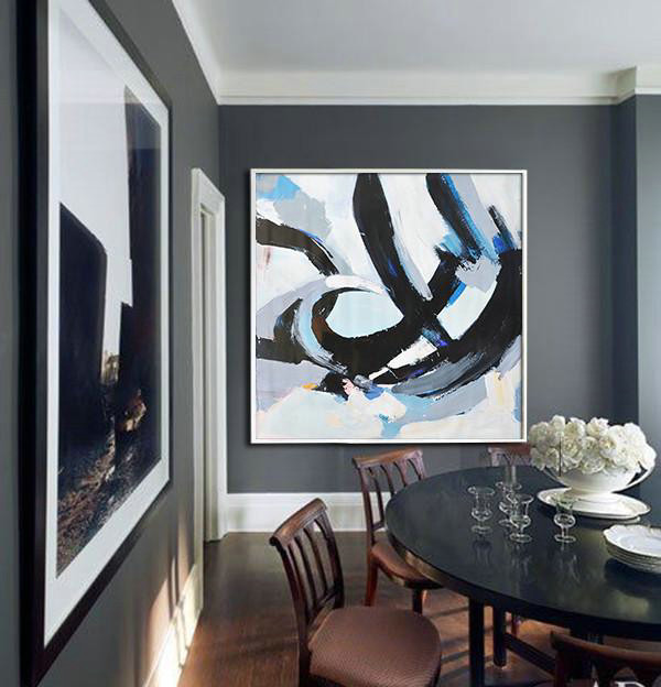 Large Abstract Art Handmade Oil Painting,Oversized Palette Knife Painting Contemporary Art On Canvas,Large Living Room Decor,White,Black,Gray.etc